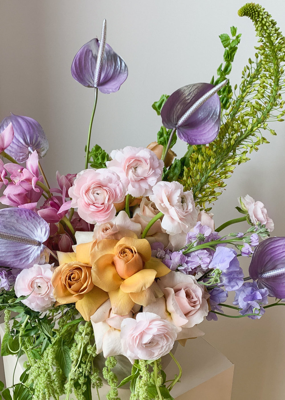 Event florals for United Talent Agency's Lien Truong exhibition by JJ's Flower Shop